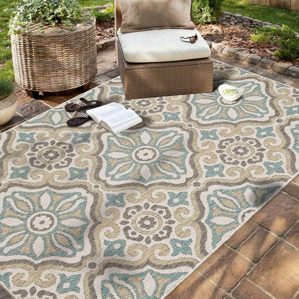 Mohawk Home Positano Outdoor Area Rug, Light Grey, 5' 3" x 7' 6"