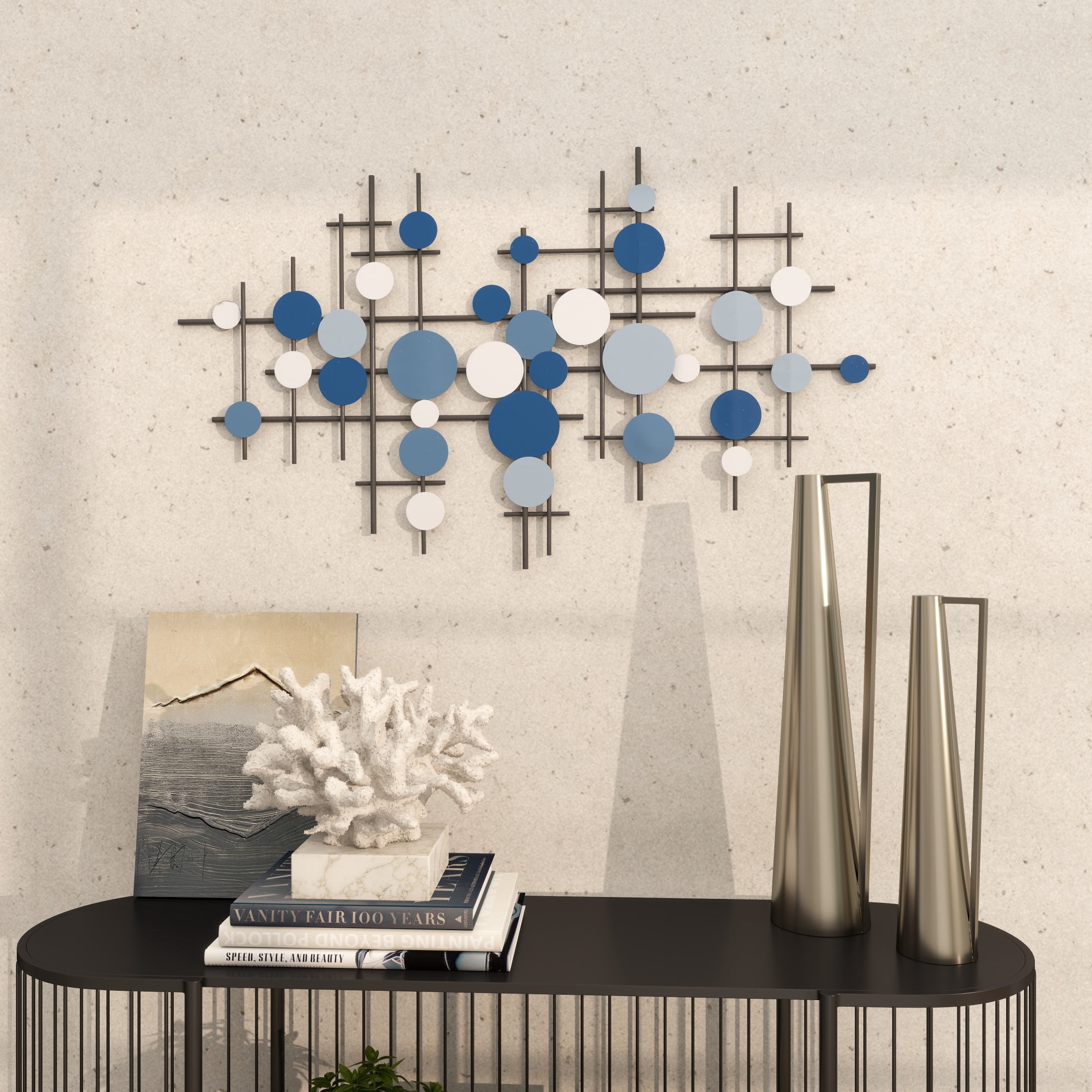 CosmoLiving by Cosmopolitan Blue Metal Overlapping Circle Geometric Wall Decor