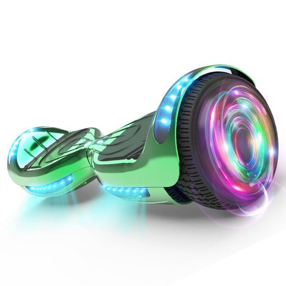 HOVERSTAR 6.5 inch Hoverboard with Bluetooth Speaker and LED STAR FLASHING WHEELS Scooter Chrome Green