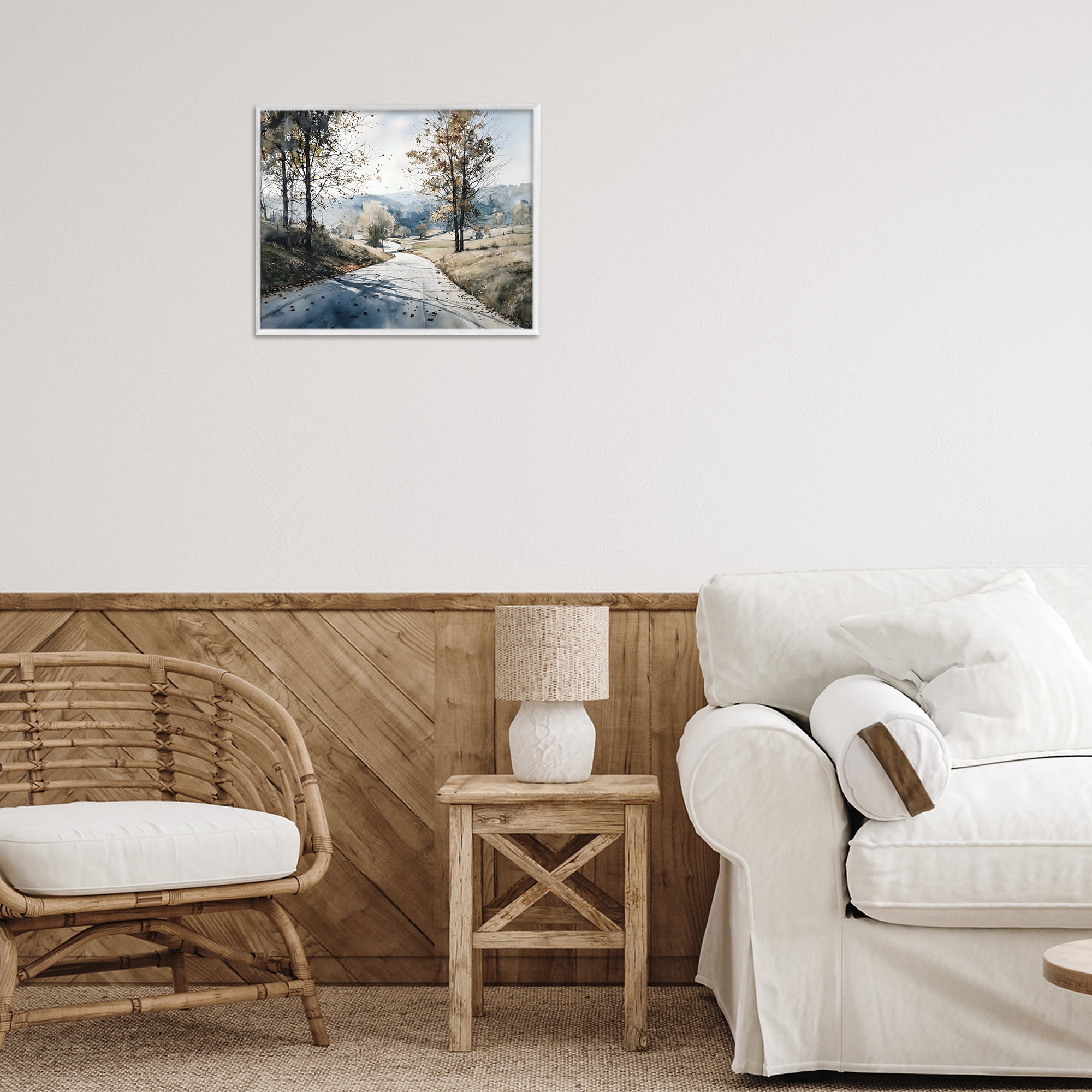 Stupell Industries Country Road in Autumn White Framed Giclee Art, design by Franklyn Gregory