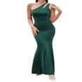 thumbnail image 3 of EIMELI Femmes Bodycon Longue Robe d'Été Couleur Unie une Épaule Robe Sans Manches Plage Partie Robe de Bal Vin Rouge L, 3 of 7