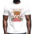 thumbnail image 2 of Mens T Shirts Merry Christmas Deer Snowflakes Short Sleeve Casual Men's Tee Tops Graphic T-Shirts for Teen Boys/Men, 2 of 8
