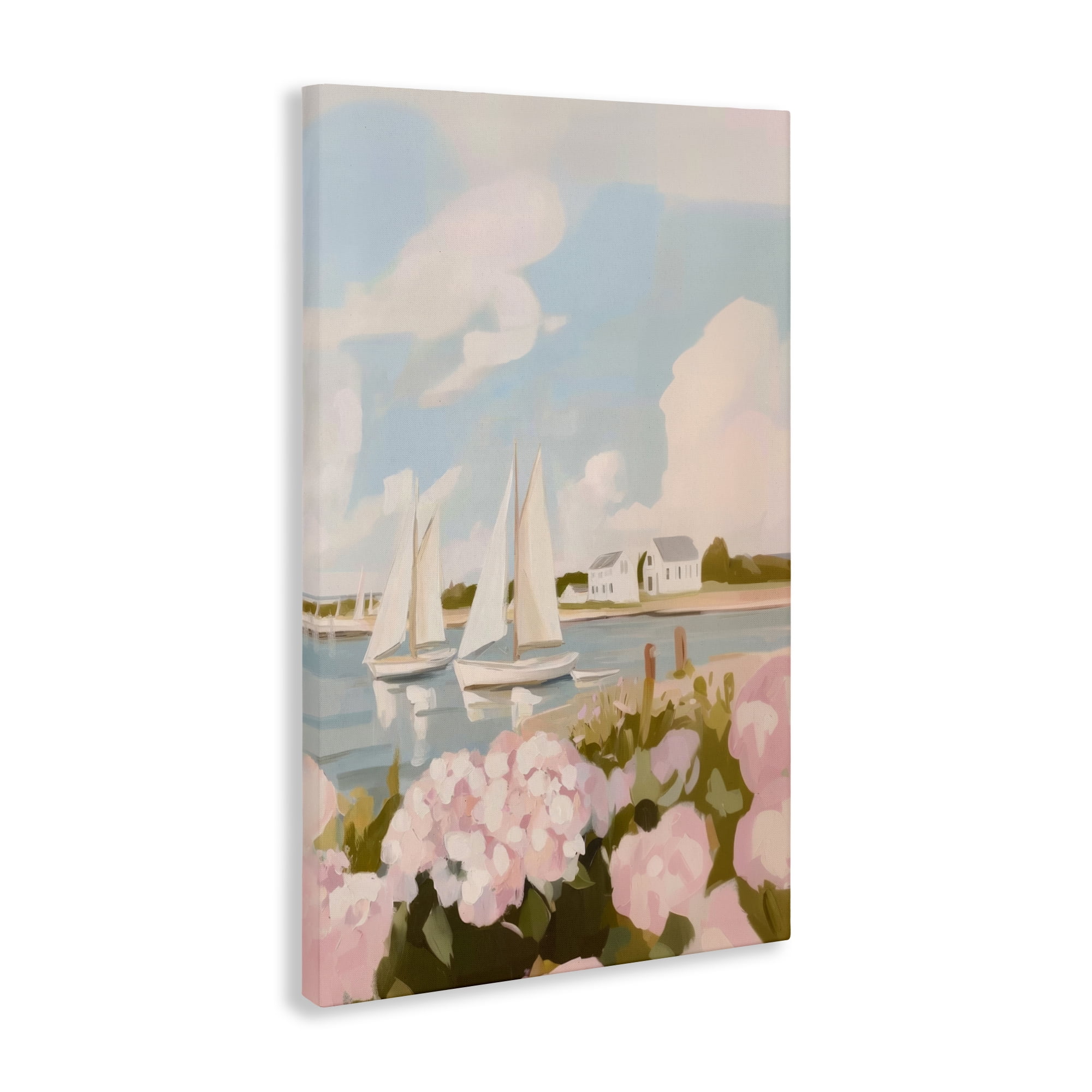 Stupell Industries Pink Hydrangeas with Sailboats Canvas Wall Art, design by Sisi and Seb