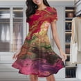 thumbnail image 2 of Abstract Swirling Paint Colorscape Women's Classic Swing Skater Dress Casual Work Party Cocktail Dresses, 2 of 6