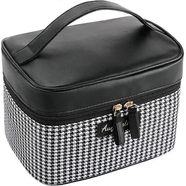 Makeup Bag Travel Cosmetic Bag Hand-Portable Girl Cosmetic Bag For Women Large Toiletry Bag Organizer (Black)