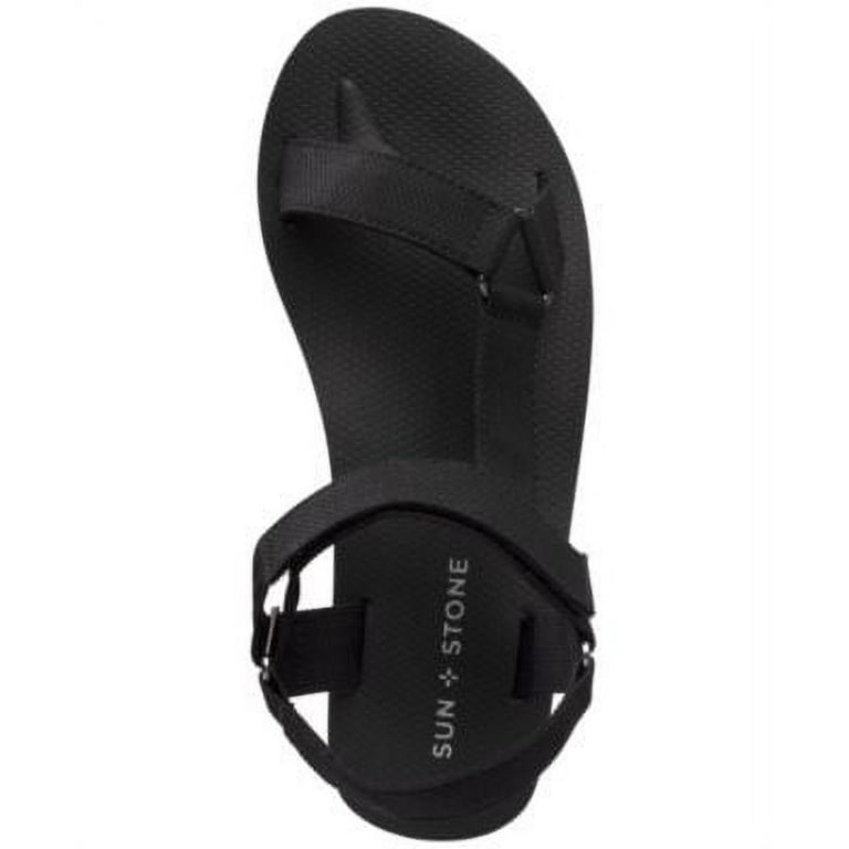 SUN STONE Womens Black Color Block Comfort Asymmetrical Tabbyy Round Toe  Platform Slingback Sandal 6 M 