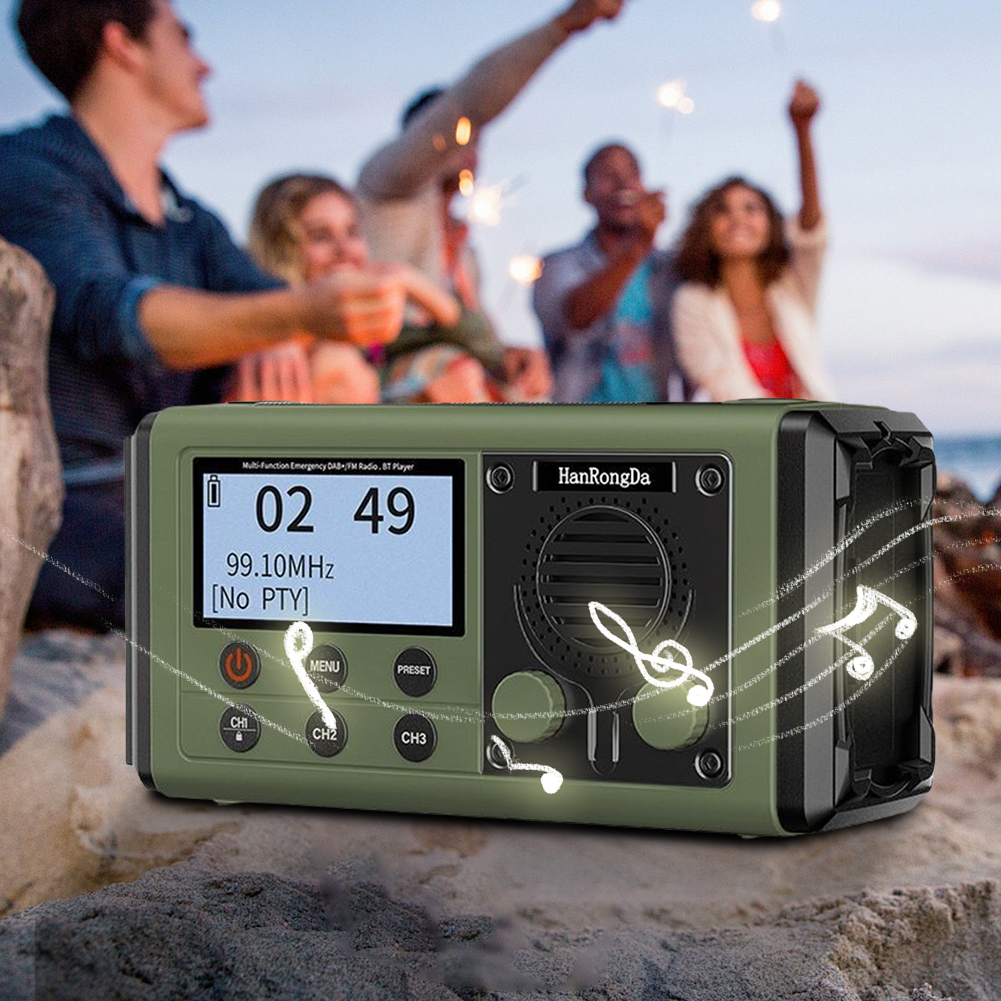 HUISZJ Portable Emergency Radio, 10000mAh Hand Crank Charging Radio with Speaker, Alarm Headphone Jack Battery Operated Radio or Outdoor Travel Camping