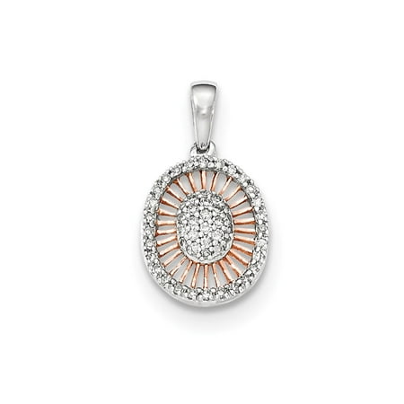 14K White Gold w/Rose Rhodium Diamond Pendant