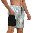 thumbnail image 3 of Picia Love You Rabbit pattern Mens Swim Trunks with Compression Liner Stretch Beach Shorts Quick Dry with Zipper Pockets No-Chafing Board Shorts-3X-Large, 3 of 9