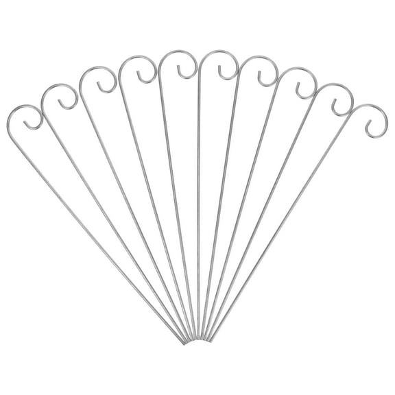 Pawsdot 10 Pcs Shepherds Hooks For Identifying Plants Silver Iron Minimalist Style