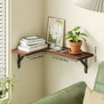 thumbnail image 2 of Tomnk Corner Floating Shelves, Set of 5 Rustic Wood Wall Shelves, Dark Carbonized Black, 2 of 7