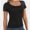 Black, variant on Women's T Shirts Short Sleeve Scoop Neck Basic Going Out Tops Fashion Slim Fit Tee