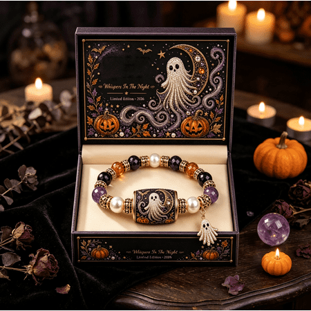 Halloween Beaded Bracelet for Women, 2026 Limited Edition Pumpkin Moon Charm Bracelet, Cute Halloween Jewelry with Colorful Beads and Seasonal Pendant
