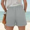thumbnail image 5 of Women's High Waisted Gauze Cotton Shorts Linen-Like Breathable Drawstring Summer Beach Shorts with Pockets, 5 of 7