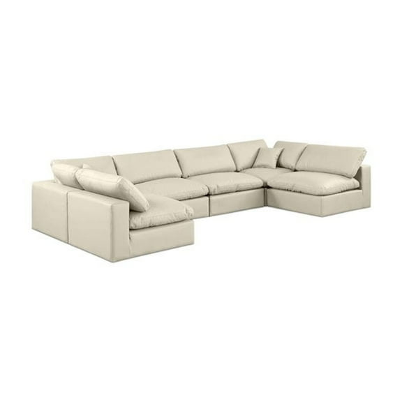 Meridian Furniture Comfy Cream Faux Leather Modular Sectional