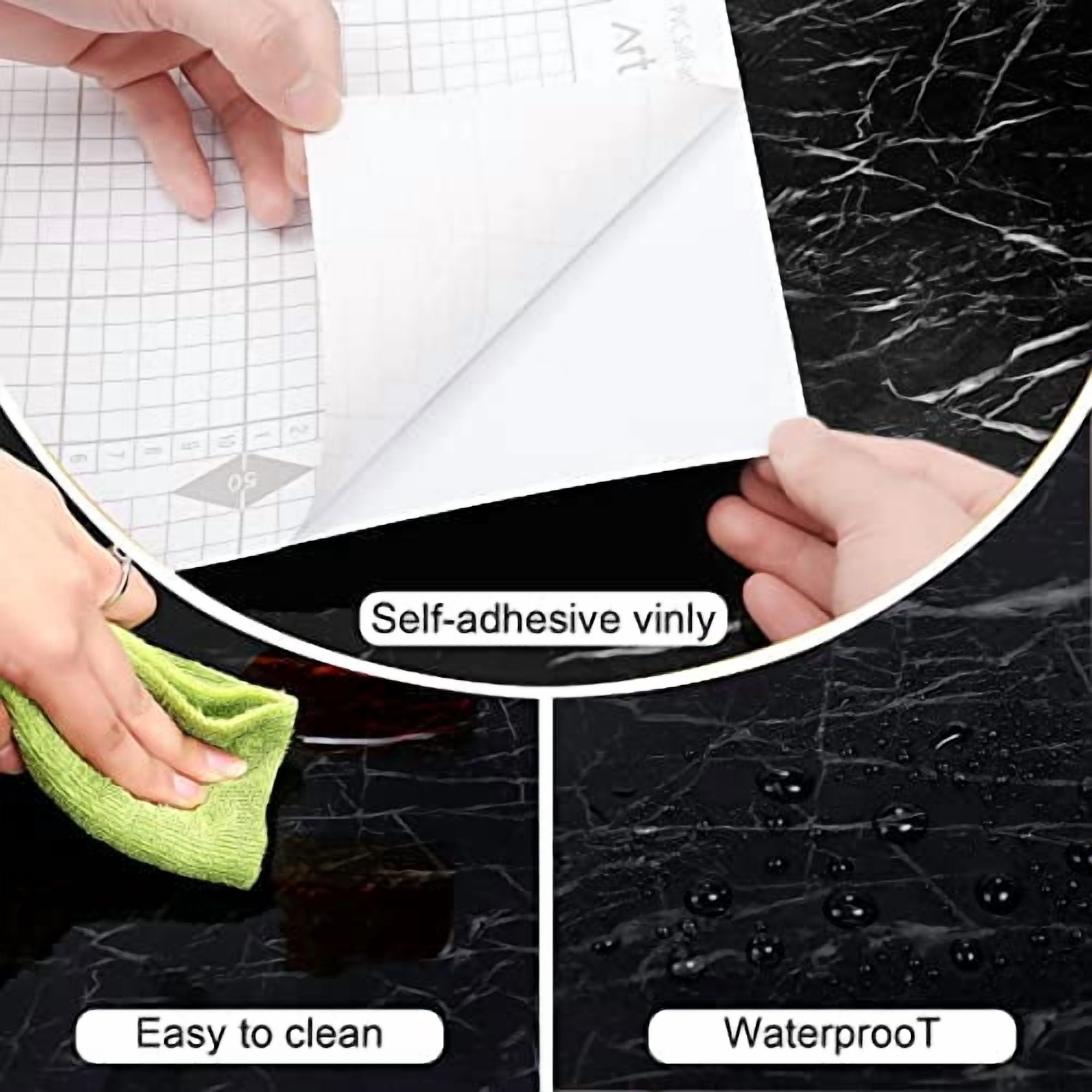 Arthome Marble Black, Peel & Stick Wallpaper 17'' x 120''
