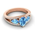 thumbnail image 2 of 2.00 Ct Stylish Pear Cut Blue Topaz Gemstone & Natural Diamond Bridal Ring for Women Solid 18K Rose Gold Size 8 by Diamond-Capitals, 2 of 7