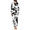 thumbnail image 3 of SCRAWLGOD Cow Print Womens Pajamas for Women Long Sleeve Pj Set Women Loungewear Size XS Crewneck Ladies 2 Piece Outfits Lightweight Women's Pajama with Pockets, 3 of 6