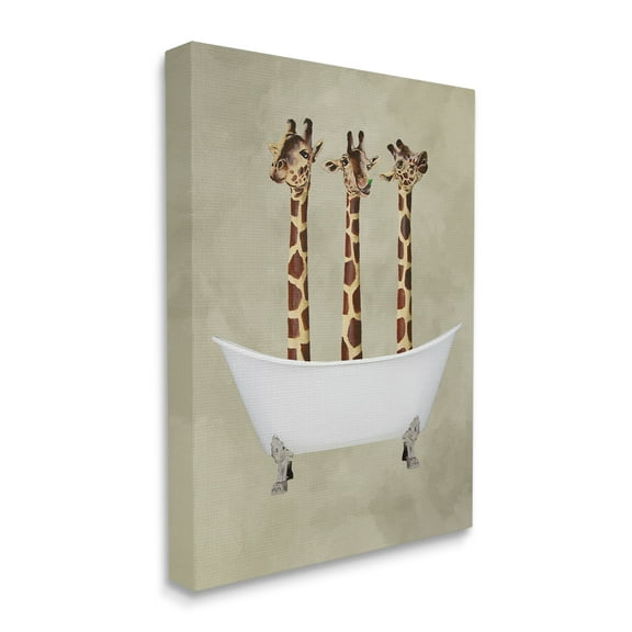 The Stupell Home Decor Collection Three Giraffes In A Bathtub Canvas Wall Art
