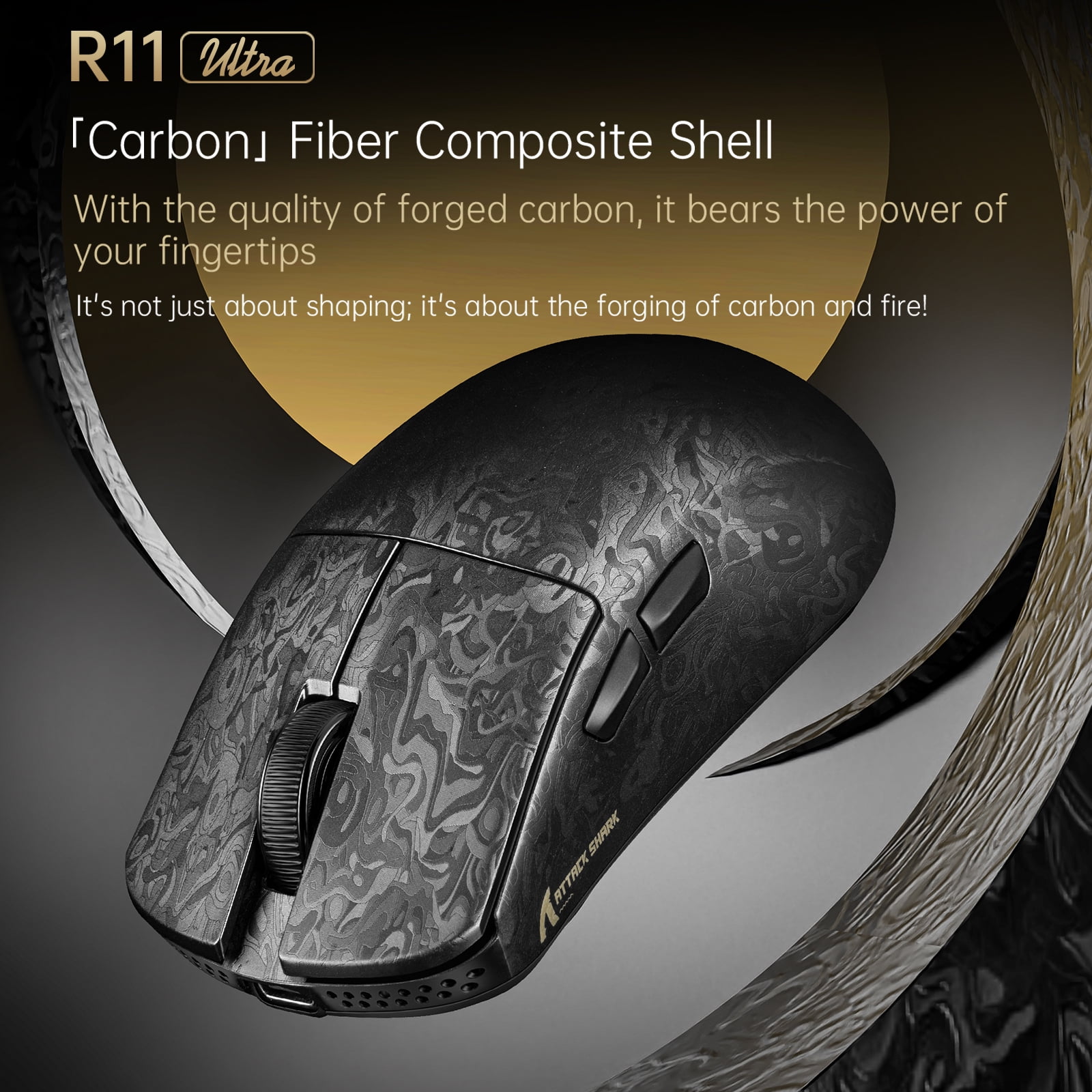 ATTACK SHARK R11 ULTRA Carbon Fiber Wireless 8K PAW3950MAX Gaming Mouse