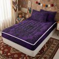 thumbnail image 2 of Erosebridal Boho Gothic Skull Zipper Twin Comforter Sets with Fitted Sheet and 2 Pillowcases for Women Girls, Vintage Purple Damask Floral Zipper Bedding Set, Black Reversible, 4 Pieces, 2 of 7