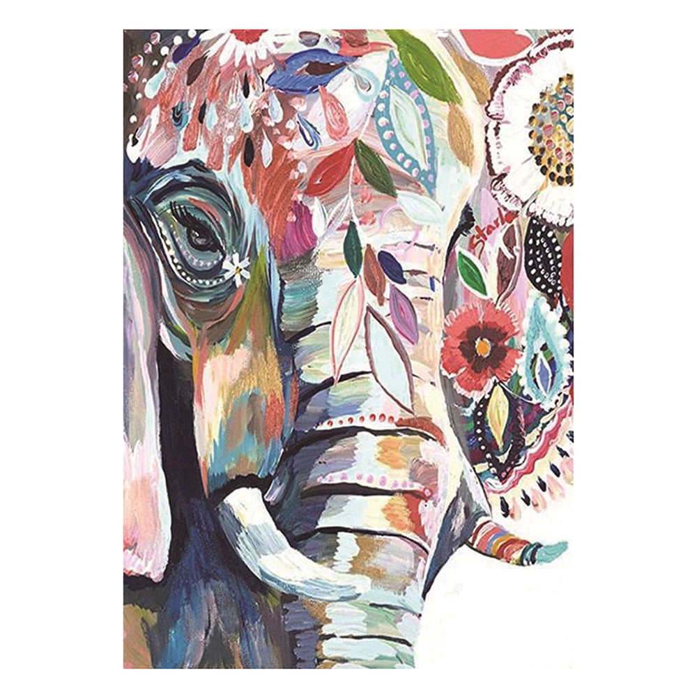 Homgeek DIY 5D Diamond Painting Colorful Elephant Full Drill Crystal