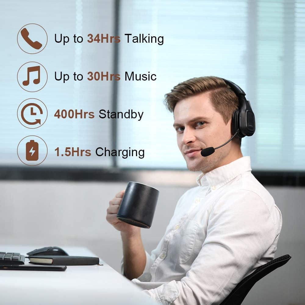 Swiifome Trucker Bluetooth Headset V5.0 with Noise Canceling&Mute Microphone for Cell Phones for Trucker, Home Office, Skype