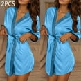 thumbnail image 2 of Tqyyweavej 2Pcs Robe Womens Silk Robes Lace Kimonos Bridal Silky Robes for Brides Bridesmaids Wedding Nightgown Bathrobe Sleepwear, 2 of 7