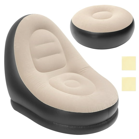 Sutowe Inflatable Sofa with Ottoman Portable Inflatable Couch Foldable Inflatable Chair Ergonomic Inflatable Lazy Chair Multifunctional Inflatable Lounge Chair for Living Room Bedroom
