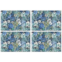 Pioneer Flower Floral Print Pattern Summer Placemats Table Placemats Set Of 4-Linen Kitchen Washable Placemats Table Mats 12x18 Inch Non-Slip Heat Resistant