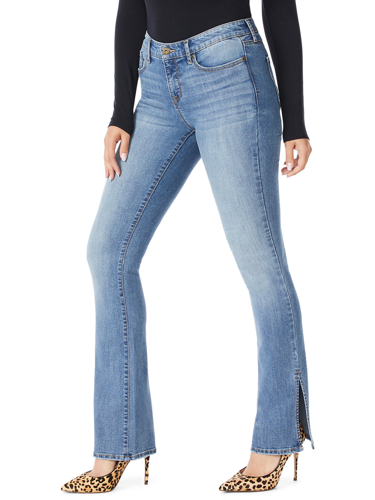 Sofia Jeans Women S Marisol Mid Rise Slit Hem Bootcut Jeans Walmart Com