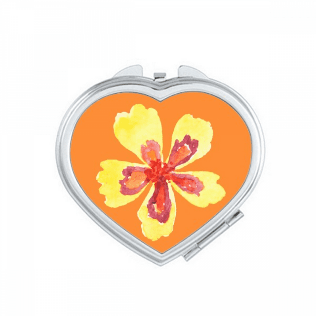Petite Fleur Jaune Dessin Animé Simple Miroir Coeur Portable Poche Maquillage