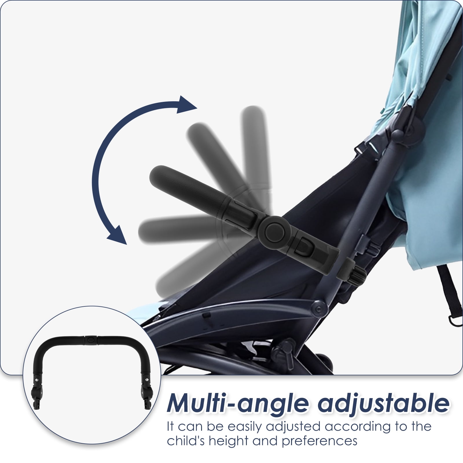 Stroller Bumper Bar Angle Adjustable Armrest Stroller Handle Multifunctional Stroller Bumper Handle Removable Stroller Crossbar for Baby Stroller