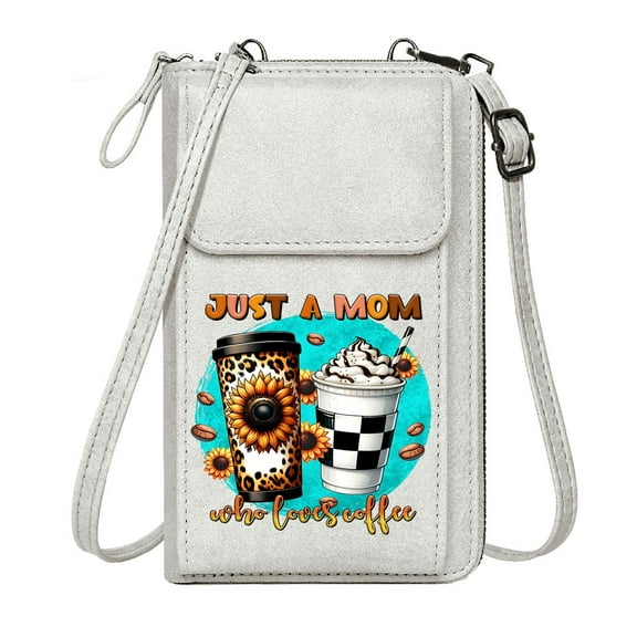 OIDERY Credit Card Slots Crossbody Bags for Women Coffee cups Sunflower decor Mom loves coffee Leather Purse for Lover Personalized Gifts for Girlfriend Friends