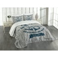 thumbnail image 3 of Ambesonne Nautical Quilted Bedspread Set 3 Pcs, Anchor Skull Sea, Queen Size, Beige Navy Blue, 3 of 5