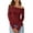 Burgundy, variant on Womens Off The Shoulder Sweaters Casual Long Sleeve Ribbed Knit Slim Fit Y2K Going Out Pullover Tops