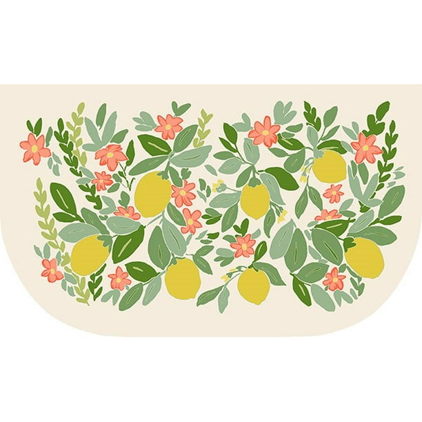 Mainstays Natures Trend Lemons and Leaves Indoor Kitchen Slice Rug, MultiColor, 18"x30