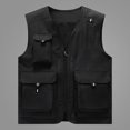 thumbnail image 2 of Men's Casual Solid Vest Coat Stand Collar Multi-Pocket Sleeveless Zipper Jacket - Polyester Spandex, Versatile for Fishing & Travel, 2 of 4