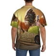 thumbnail image 3 of Balery Country Farm Morning Rooster Camisa Casual de Manga Corta con Botones para Hombre, Texturizada, Estilo Cubano, para Playa, Verano-Small, 3 of 5