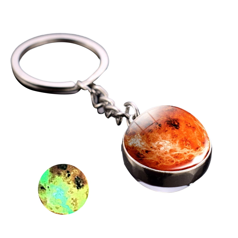 key Planet Galaxy Nebula Keychain Pendant Double Side Glass Ball Gifts key tag