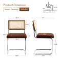 thumbnail image 4 of Zesthouse Rattan Dining Chairs set of 4, Modern Chenille Upholstered Dining Room Chairs with Natural Cane Mesh & Chrome Base, Mid Century Kitchen Chairs for Living Room, Brown, 4 of 10