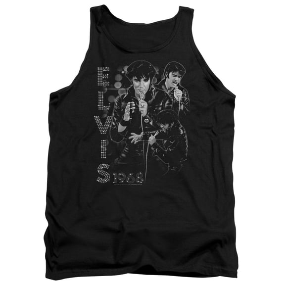 Trevco ELV779-TK-2 Elvis Presley & Leathered Adult Tank Top, Black - Medium