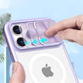 thumbnail image 4 of for iPhone Case,[Compatible with MagSafe] Transparent Crystal Slim with Slide Camera Lens Bumper Protection Cover Clear Soft Shockproof Cover Phone Case (Purple,iPhone 13), 4 of 6