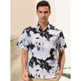 thumbnail image 2 of Lars Amadeus Camisas florales de verano para hombre Camisa de manga corta con botones y flores hawaianas Blanco azul marino S, 2 of 6