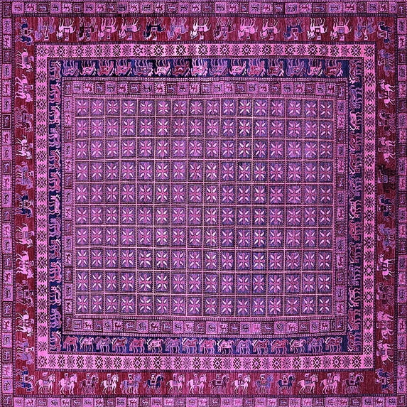 Ahgly Company Indoor Square Oriental Purple Industrial Area Rugs, 6' Square