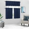 thumbnail image 4 of Waterproof Curtains for Bathroom, Waffle Weave Rod Pocket Kitchen Short Curtain Cafe Curtains for Bathroom Beroom Living Room (Navy,30" x 30", One Panel), 4 of 7