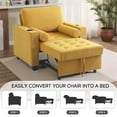 thumbnail image 6 of Convertible Sleeper Chair Bed, Comfy Corduroy Single Futon Sofa Chair with Pull Out Bed, 3-Levels Adjustable Backrest Accent Chair with Side Pockets, Cup Holder & USB Ports for Living Room, Yellow, 6 of 7