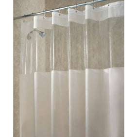 Clearview Privacy Shower Curtain Transparent Top White Bottom