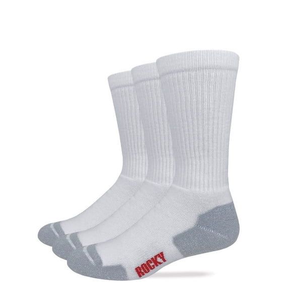 Rocky Mens Cotton Full Cushion Everyday Crew Socks 3 Pair Pack