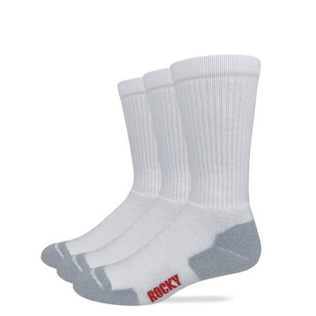 Rocky Mens Cotton Full Cushion Everyday Crew Socks 3 Pair Pack